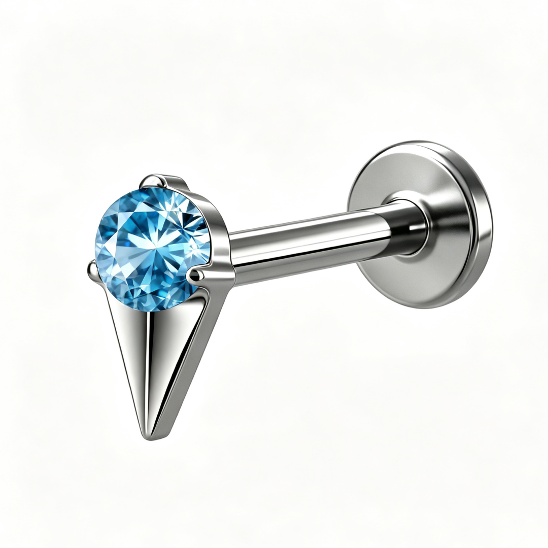 Raw Titanium + Blue CZ